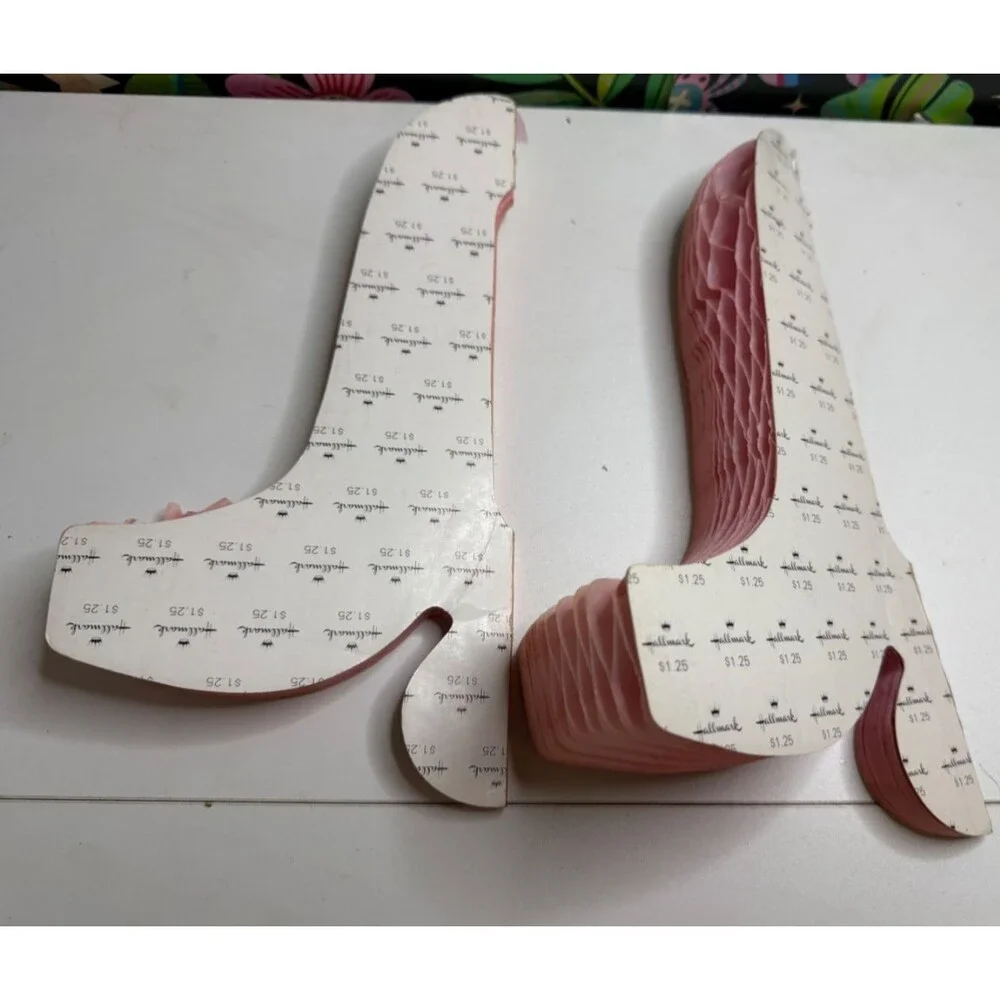 Vintage Hallmark Honeycomb Tissue Bell Decoration Pink Set of 2